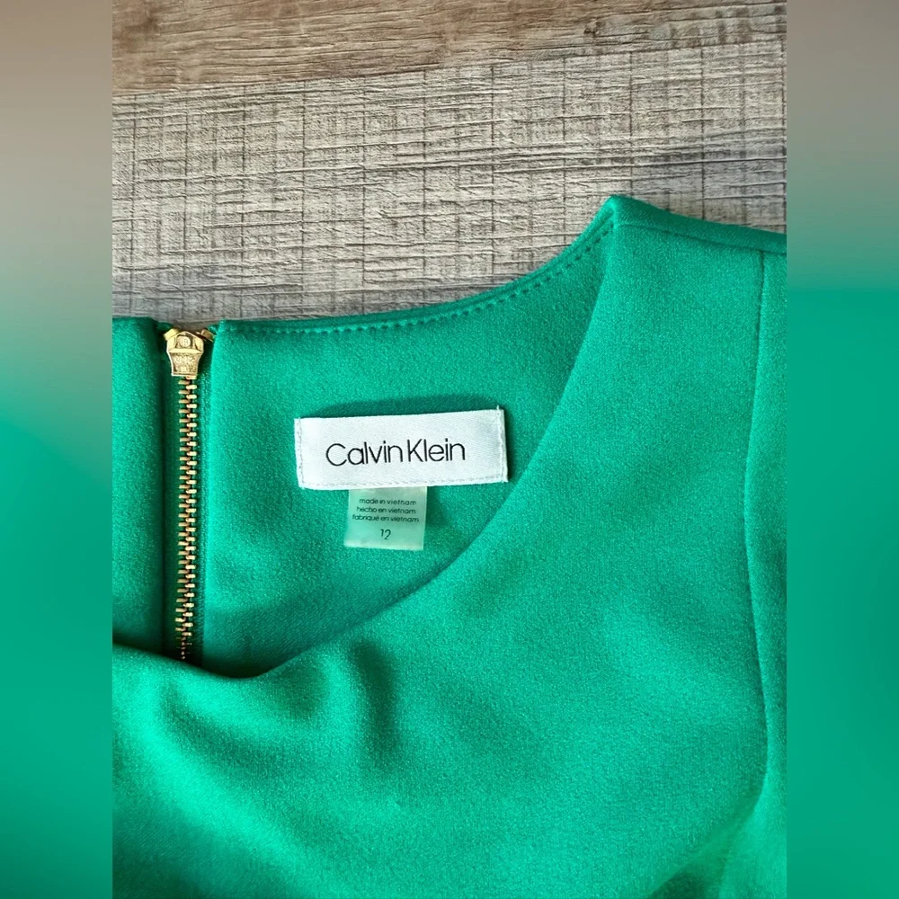 Calvin Klein Sheath Dress Meadow Green 12 Wedding Modest Office Career - Picture 3 of 4